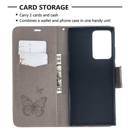 Embossing Two Butterflies Pattern Horizontal Flip PU Leather Case with Holder & Card Slot & Wallet & Lanyard, For Samsung Galaxy Note20 Ultra
