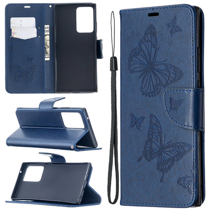 Embossing Two Butterflies Pattern Horizontal Flip PU Leather Case with Holder & Card Slot & Wallet & Lanyard, For Samsung Galaxy Note20 Ultra