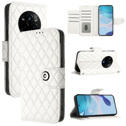 Rhombic Texture Flip Leather Phone Case with Lanyard, For Realme 14 5G Global / P3 5G India, For Realme 14 Pro+ 5G, For Realme 14 Pro 5G, For Realme GT 7 Pro 5G