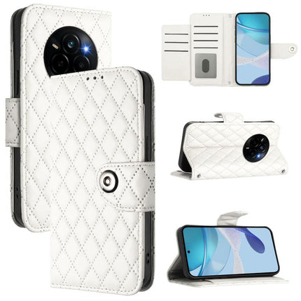 Rhombic Texture Flip Leather Phone Case with Lanyard, For Realme C71 4G Global, For Realme Neo7 Turbo 5G, For Realme V70 / 14x Global / C75 5G, For Realme Narzo 80 Pro / 14 Pro 5G India