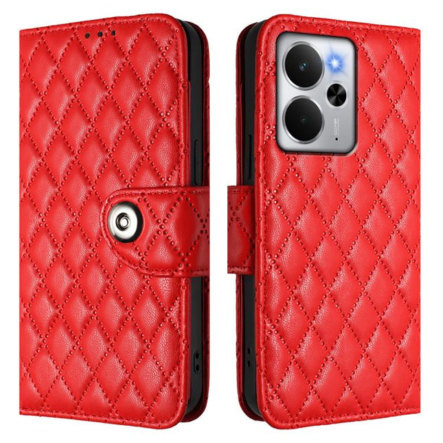 Rhombic Texture Flip Leather Phone Case with Lanyard, For Realme 14 5G Global / P3 5G India, For Realme 14 Pro+ 5G, For Realme 14 Pro 5G, For Realme GT 7 Pro 5G