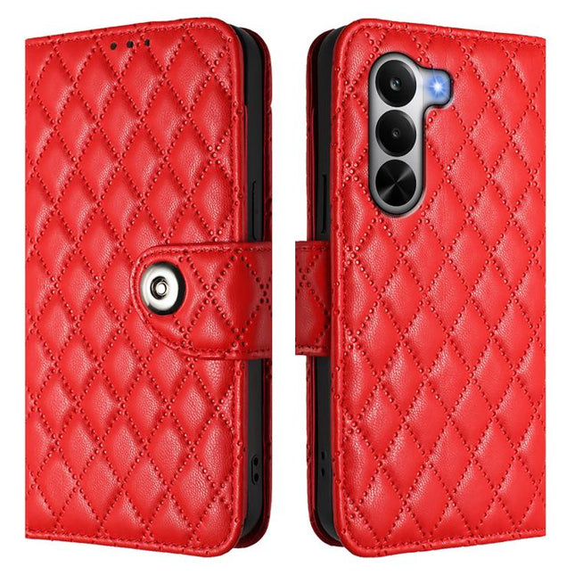 Rhombic Texture Flip Leather Phone Case with Lanyard, For Realme P4x 5G / OnePlus Nord CE6 Lite, For Realme Note 70 4G / 70T 4G, For Realme C85 5G / 15x 5G India, For Realme P4 Pro 5G