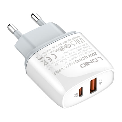 LDNIO Q229 QC3.0 / PD20W USB + Type-C Fast Charger with 1m Type-C to Type-C Cable, EU Plug, UK Plug, US Plug