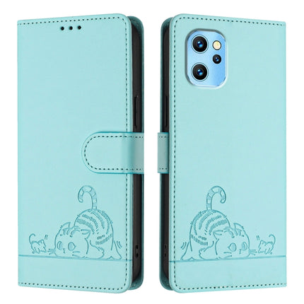Cat Rat Embossed RFID Leather Phone Case with Lanyard, For UMIDIGI Power 7 Max