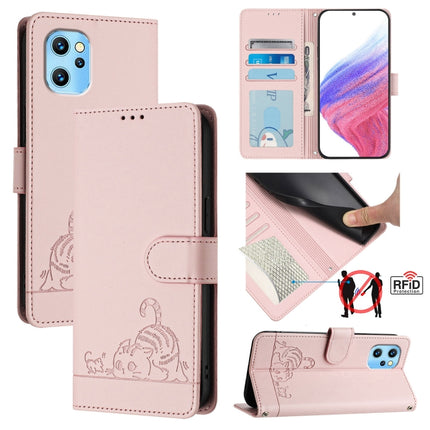 Cat Rat Embossed RFID Leather Phone Case with Lanyard, For UMIDIGI Power 7 Max