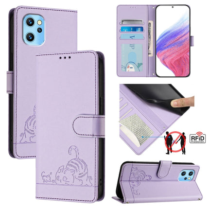 Cat Rat Embossed RFID Leather Phone Case with Lanyard, For UMIDIGI Power 7 Max