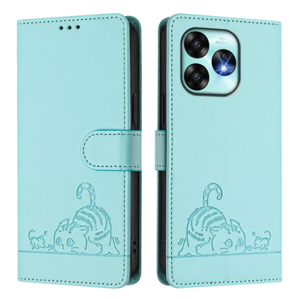 Cat Rat Embossed RFID Leather Phone Case with Lanyard, For UMIDIGI A15 / A15C / A15T, For UMIDIGI G9 5G, For UMIDIGI Bison X20, For UMIDIGI Power 7 / Power 7S