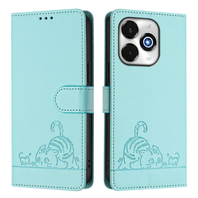 Cat Rat Embossed RFID Leather Phone Case with Lanyard, For Umidigi G100X 4G / 5G, For Umidigi G100 Pro, For UMIDIGI Note 100, For UMIDIGI Note 90
