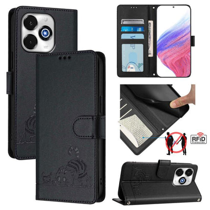 Cat Rat Embossed RFID Leather Phone Case with Lanyard, For Umidigi G100X 4G / 5G, For Umidigi G100 Pro, For UMIDIGI Note 100, For UMIDIGI Note 90