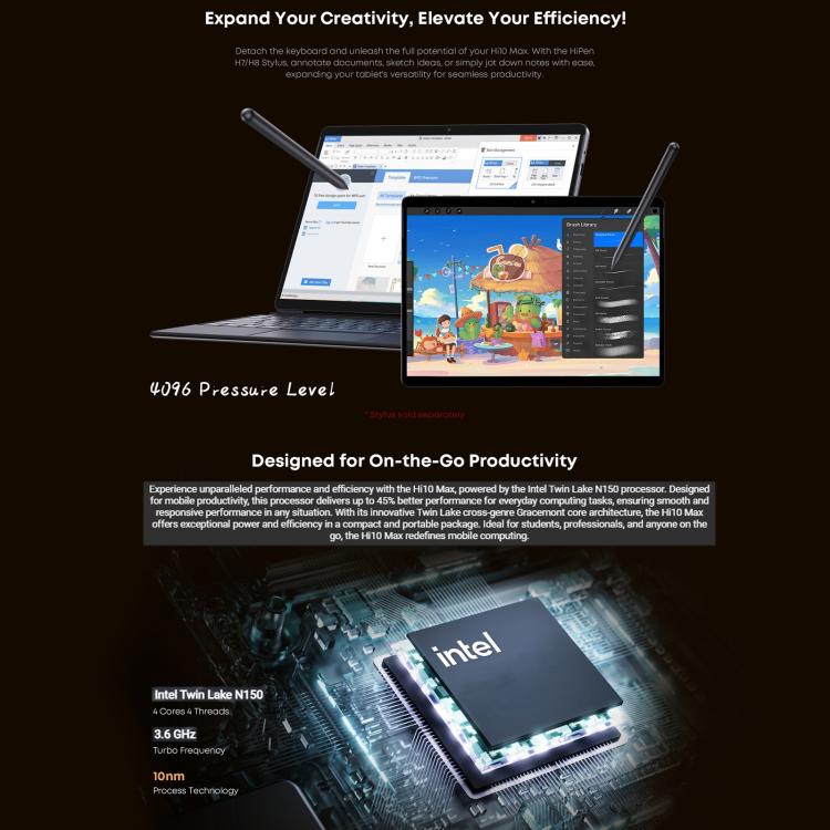CHUWI Hi10 Max Tablet PC, 12.96 inch, Windows 11 Intel Twin Lake N150 Quad Core WiFi6, Hi10 Max 12GB+512GB
