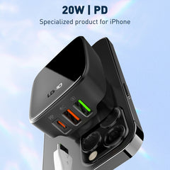 LDNIO Q334 32W Type-C + Dual USB Port Charger with 1m Micro USB Data Cable, EU Plug