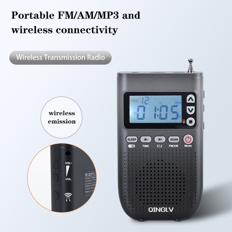 QINGLV QL-518 Portable Bluetooth Transmitter Radio Support FM / AM / MP3