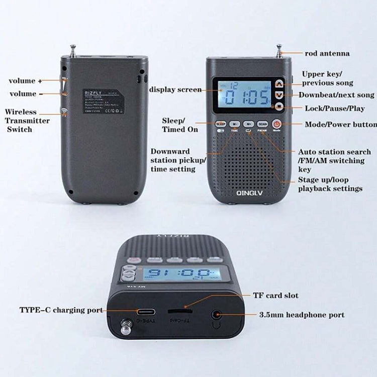 QINGLV QL-518 Portable Bluetooth Transmitter Radio Support FM / AM / MP3