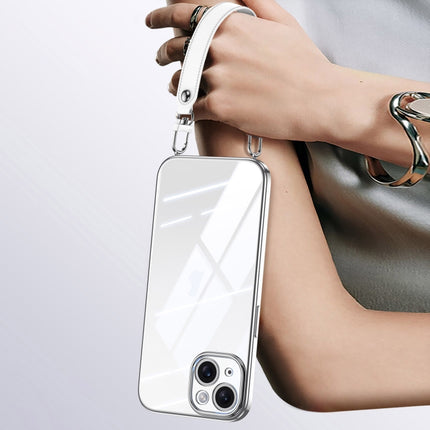 SULADA  Electroplated Clear TPU Soft Frame Phone Case with Wrist Strap, For iPhone 16 Plus, For iPhone 16, For iPhone 15 Pro Max, For iPhone 15 Pro, For iPhone 15, For iPhone 14, For iPhone 14 Pro, For iPhone 14 Pro Max
