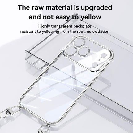 SULADA  Electroplated Clear TPU Soft Frame Phone Case with Wrist Strap, For iPhone 16 Plus, For iPhone 16, For iPhone 15 Pro Max, For iPhone 15 Pro, For iPhone 15, For iPhone 14, For iPhone 14 Pro, For iPhone 14 Pro Max