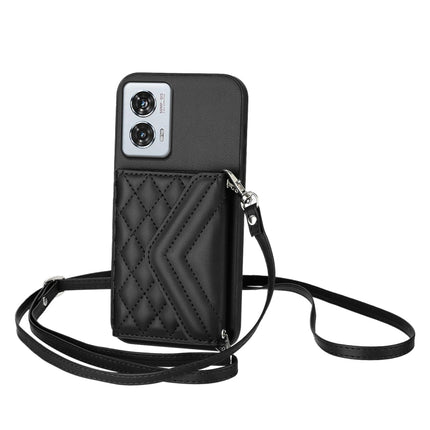 Rhombic Texture Card Bag RFID Phone Case with Long Lanyard, For Motorola Moto X50 Ultra, For Motorola Edge 50 Ultra EU Version, For Motorola Edge 50 Fusion Global, For Motorola Moto G 5G 2024