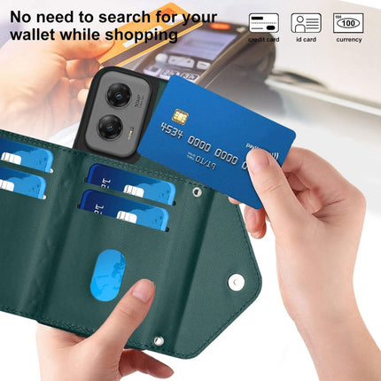 Rhombic Texture Card Bag RFID Phone Case with Long Lanyard, For Motorola Moto G Stylus 5G 2024, For Motorola Moto G Play 2024 5G, For Motorola Moto G Power 2024 5G