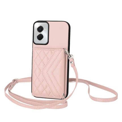 Rhombic Texture Card Bag RFID Phone Case with Long Lanyard, For Motorola Moto G Stylus 5G 2024, For Motorola Moto G Play 2024 5G, For Motorola Moto G Power 2024 5G