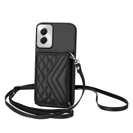 Rhombic Texture Card Bag RFID Phone Case with Long Lanyard, For Motorola Moto G Stylus 5G 2024, For Motorola Moto G Play 2024 5G, For Motorola Moto G Power 2024 5G