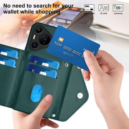 Rhombic Texture Card Bag RFID Phone Case with Long Lanyard, For Huawei Pura 70 Pro / 70 Pro+, For Huawei Pura 70 Ultra, For Huawei Pura 70