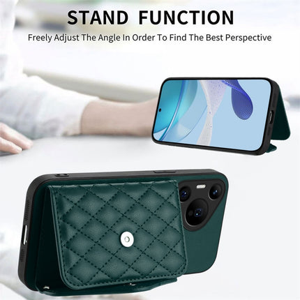 Rhombic Texture Card Bag RFID Phone Case with Long Lanyard, For Huawei Pura 70 Pro / 70 Pro+, For Huawei Pura 70 Ultra, For Huawei Pura 70