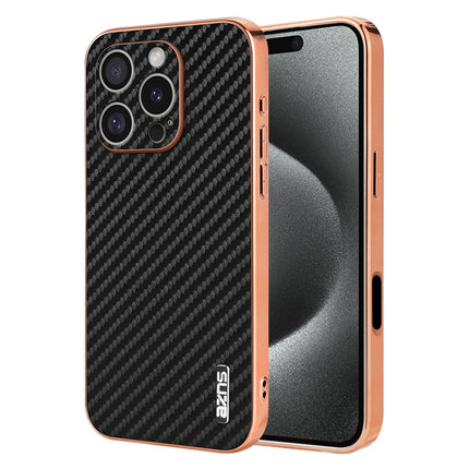 AZNS Electroplated Edge Carbon Fiber Texture Phone Case, For iPhone Air, For iPhone 16 Pro Max, For iPhone 16 Pro, For iPhone 16 Plus, For iPhone 16, For iPhone 15 Pro Max