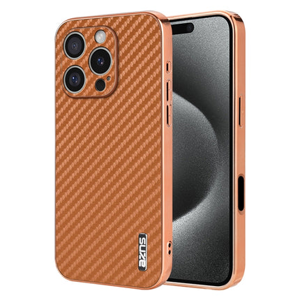 AZNS Electroplated Edge Carbon Fiber Texture Phone Case, For iPhone Air, For iPhone 16 Pro Max, For iPhone 16 Pro, For iPhone 16 Plus, For iPhone 16, For iPhone 15 Pro Max