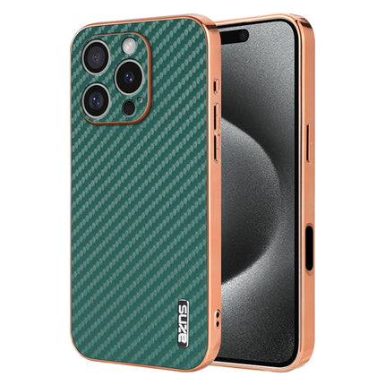 AZNS Electroplated Edge Carbon Fiber Texture Phone Case, For iPhone Air, For iPhone 16 Pro Max, For iPhone 16 Pro, For iPhone 16 Plus, For iPhone 16, For iPhone 15 Pro Max