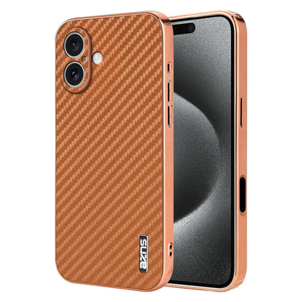 AZNS Electroplated Edge Carbon Fiber Texture Phone Case, For iPhone Air, For iPhone 16 Pro Max, For iPhone 16 Pro, For iPhone 16 Plus, For iPhone 16, For iPhone 15 Pro Max