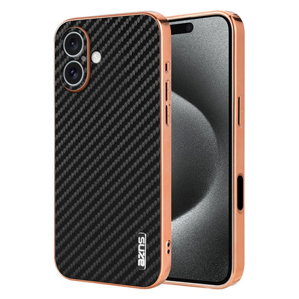 AZNS Electroplated Edge Carbon Fiber Texture Phone Case, For iPhone Air, For iPhone 16 Pro Max, For iPhone 16 Pro, For iPhone 16 Plus, For iPhone 16, For iPhone 15 Pro Max