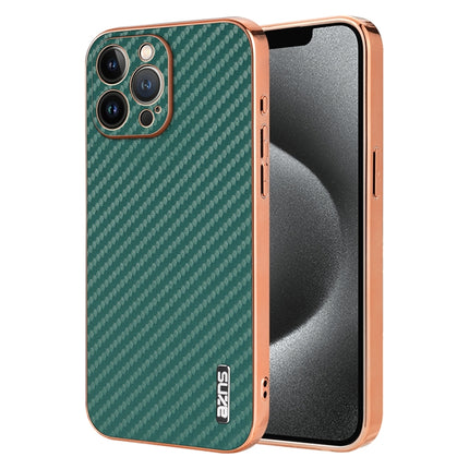 AZNS Electroplated Edge Carbon Fiber Texture Phone Case, For iPhone 14 Pro Max, For iPhone 13 Pro Max, For iPhone 13 Pro, For iPhone 13, For iPhone 12, For iPhone 12 Pro Max