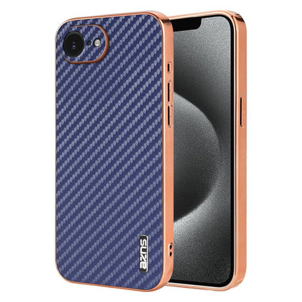 AZNS Electroplated Edge Carbon Fiber Texture Phone Case, For iPhone 18 Pro, For iPhone 18 Pro Max, For iPhone 17e / 16e, For iPhone 17 Pro Max, For iPhone 17 Pro, For iPhone 17