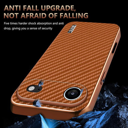 AZNS Electroplated Edge Carbon Fiber Texture Phone Case, For iPhone Air, For iPhone 16 Pro Max, For iPhone 16 Pro, For iPhone 16 Plus, For iPhone 16, For iPhone 15 Pro Max