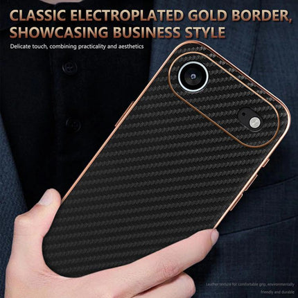AZNS Electroplated Edge Carbon Fiber Texture Phone Case, For iPhone Air, For iPhone 16 Pro Max, For iPhone 16 Pro, For iPhone 16 Plus, For iPhone 16, For iPhone 15 Pro Max
