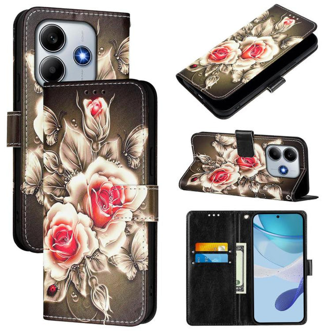 Colored Drawing Pattern Plain Weave Leather Phone Case, For Xiaomi Poco M7 Pro 5G, For Xiaomi 14T Pro, For Xiaomi 14T