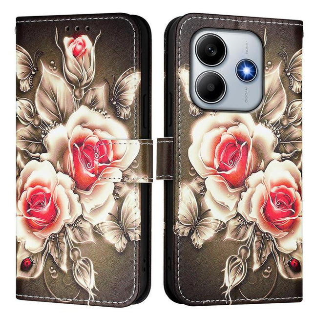 Colored Drawing Pattern Plain Weave Leather Phone Case, For Xiaomi Poco M7 Pro 5G, For Xiaomi 14T Pro, For Xiaomi 14T