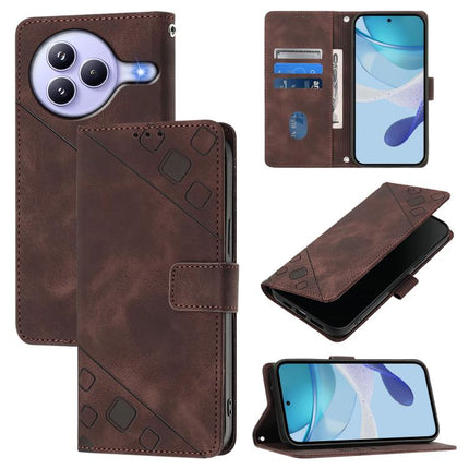Skin-feel Embossed Leather Phone Case, For Xiaomi 15T 5G, For Xiaomi Civi 5 Pro 5G, For Xiaomi 15S Pro 5G, For Xiaomi Poco M7 5G / C75 4G