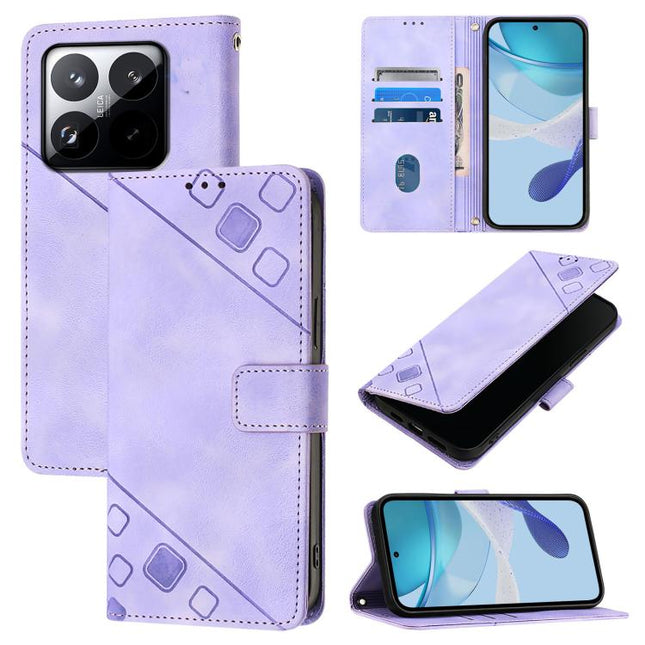 Skin-feel Embossed Leather Phone Case, For Xiaomi 15T 5G, For Xiaomi Civi 5 Pro 5G, For Xiaomi 15S Pro 5G, For Xiaomi Poco M7 5G / C75 4G