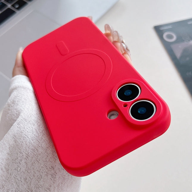 Solid Color Liquid Silicone MagSafe Magnetic Phone Case, For iPhone 16 Plus