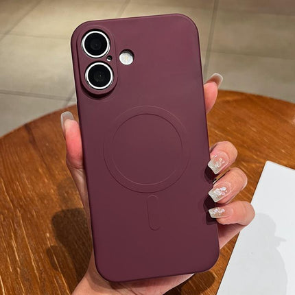 Solid Color Liquid Silicone MagSafe Magnetic Phone Case, For iPhone 16 Plus