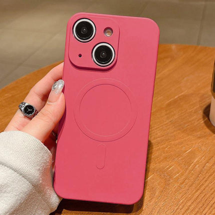 Solid Color Liquid Silicone MagSafe Magnetic Phone Case