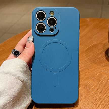 Solid Color Liquid Silicone MagSafe Magnetic Phone Case, For iPhone 14 Pro