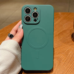 Solid Color Liquid Silicone MagSafe Magnetic Phone Case