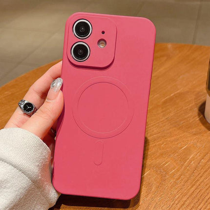 Solid Color Liquid Silicone MagSafe Magnetic Phone Case, For iPhone 12