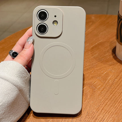 Solid Color Liquid Silicone MagSafe Magnetic Phone Case, For iPhone 12