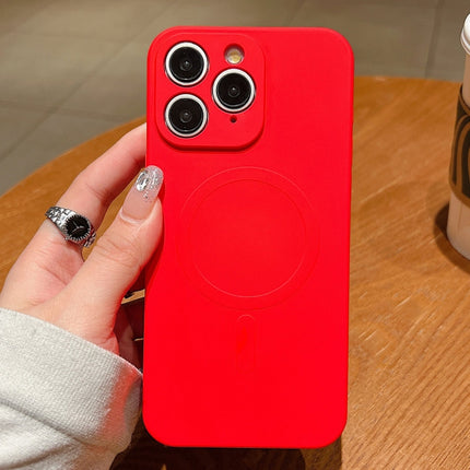 Solid Color Liquid Silicone MagSafe Magnetic Phone Case, For iPhone 11 Pro Max