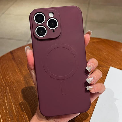 Solid Color Liquid Silicone MagSafe Magnetic Phone Case, For iPhone 11 Pro Max