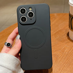 Solid Color Liquid Silicone MagSafe Magnetic Phone Case