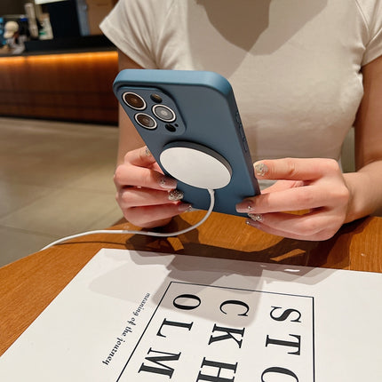 Solid Color Liquid Silicone MagSafe Magnetic Phone Case, For iPhone 12