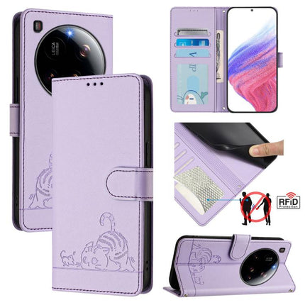 Cat Rat Embossed Pattern RFID Leather Phone Case with Lanyard, For Xiaomi 15 Ultra, For Xiaomi 14T Pro, For Xiaomi 14T